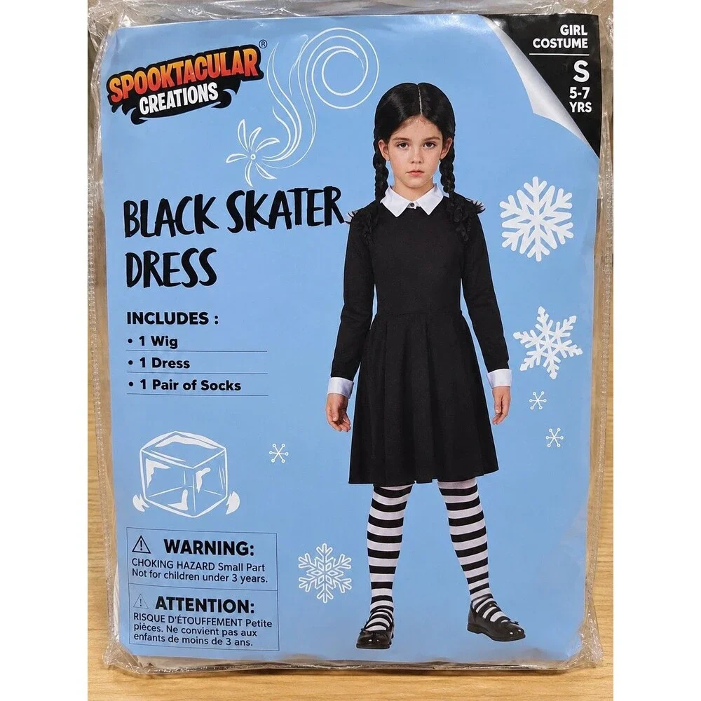 Wednesday Addams Inspired Girl’s Halloween Costume Size S 5-7 Goth Schoolgirl